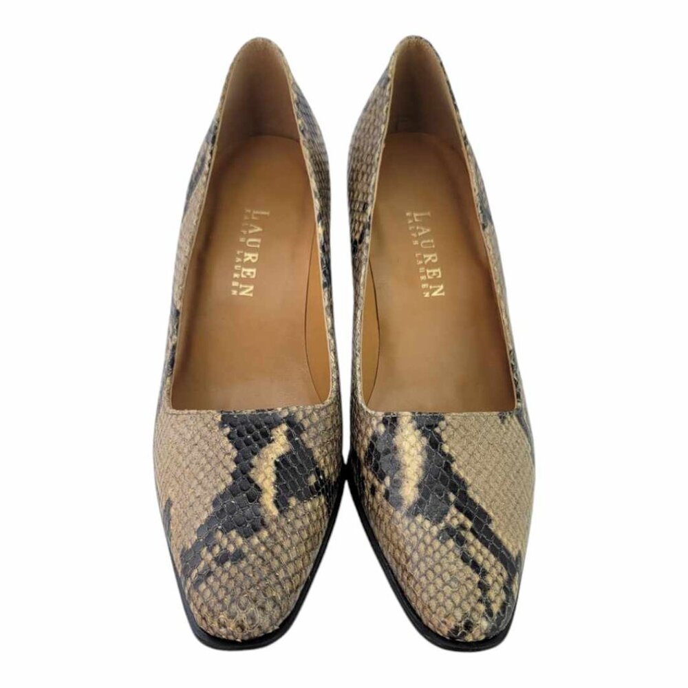Lauren Ralph Lauren Snake Embossed Leather Pumps Women's Sz 7b - Picture 3 of 11